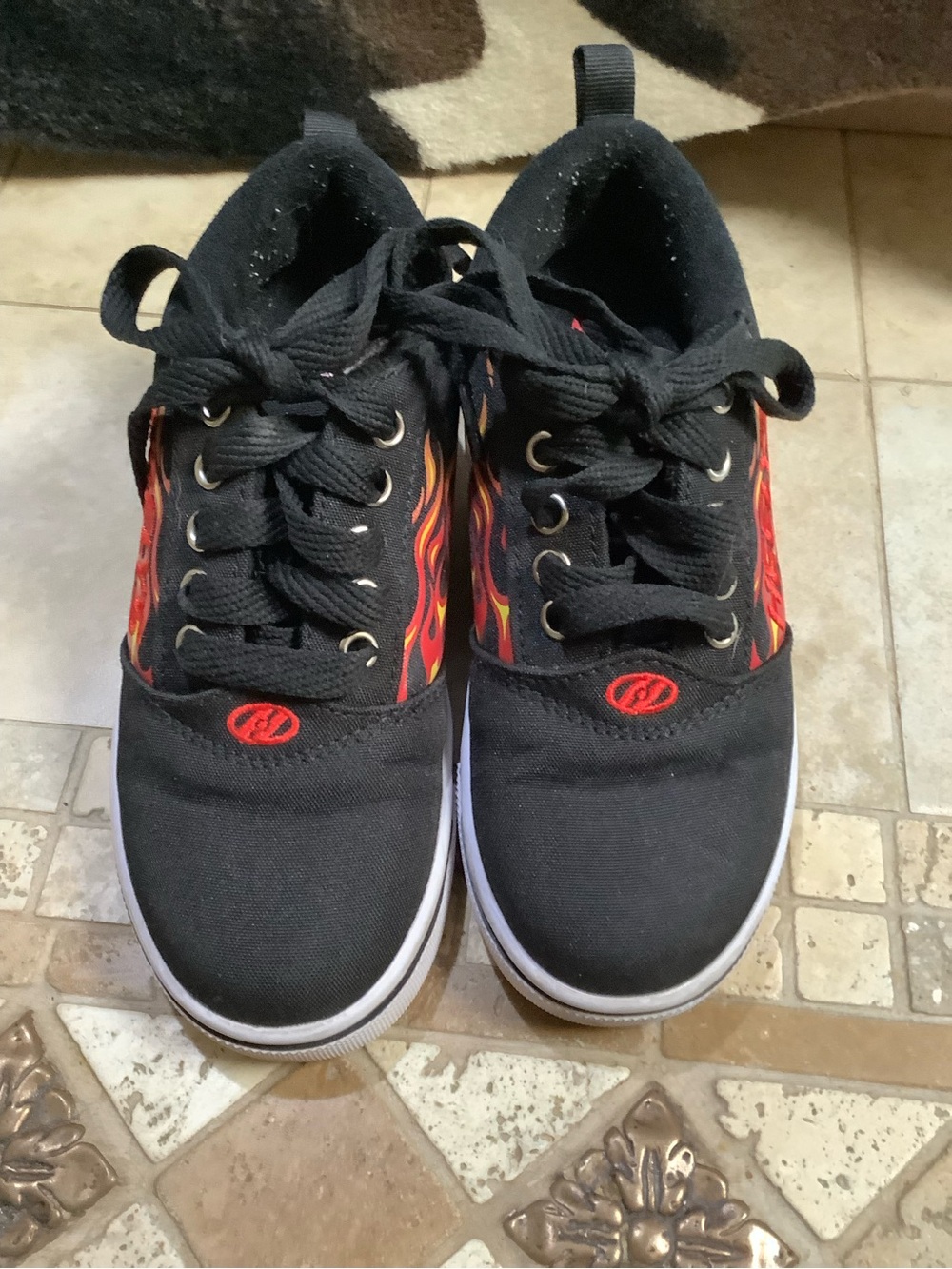 Heelys Black Sneakers with Red and Orange Flame Panels